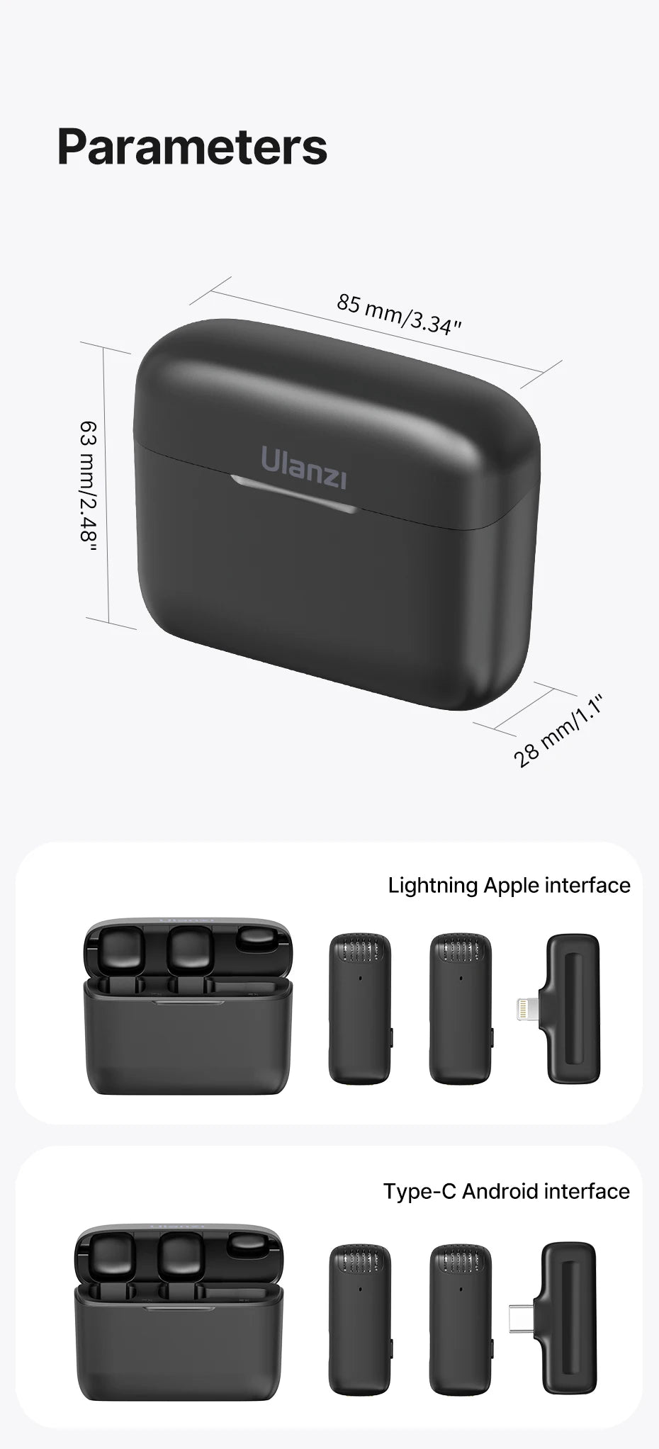 Ulanzi J12 Wireless Lavalier Lapel Microphone Set for iPhone 16/15/14 Android Mini Condenser Mic with Omnidirectional Pickup for Live Broadcast Short Video Recording
