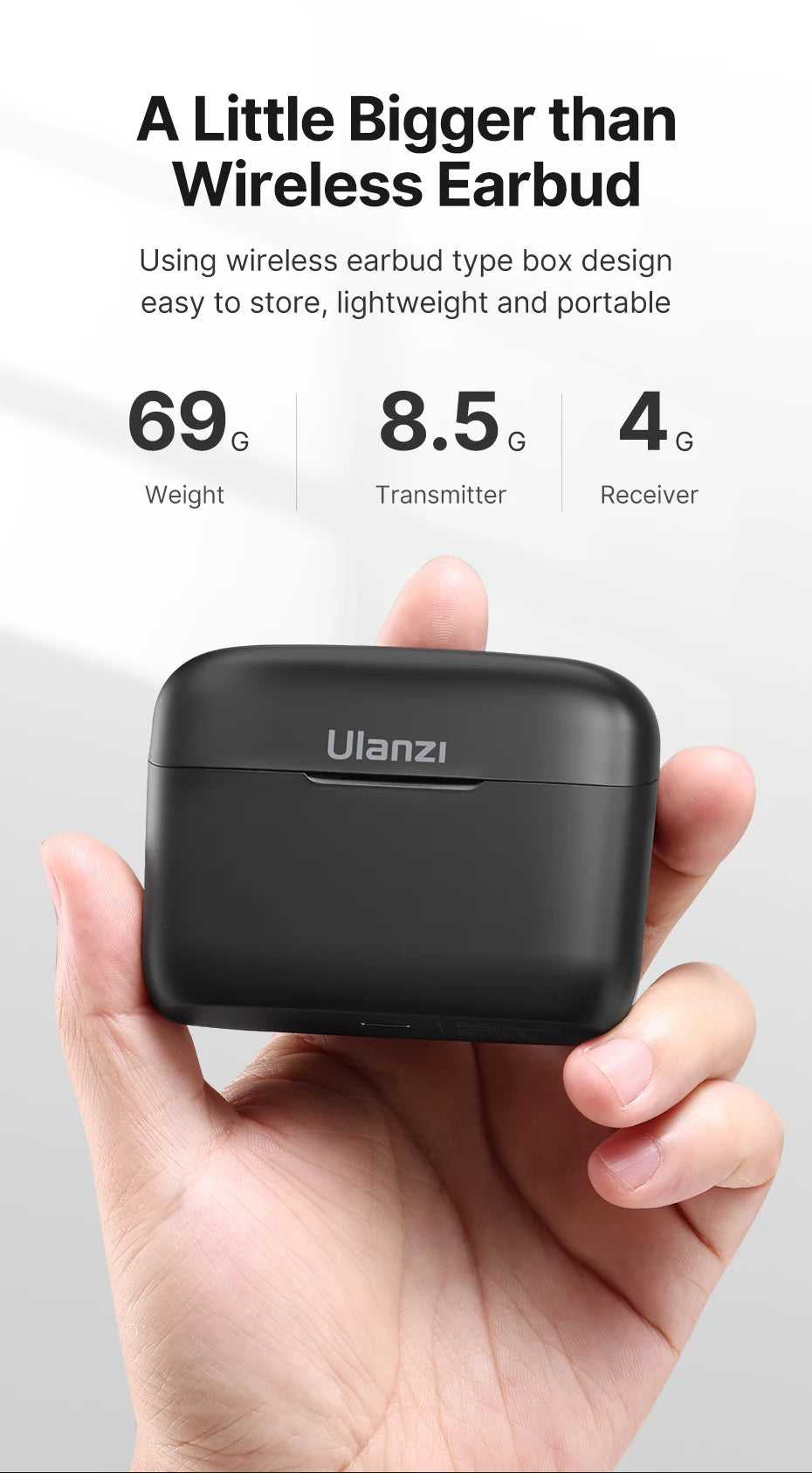 Ulanzi J12 Wireless Lavalier Lapel Microphone Set for iPhone 16/15/14 Android Mini Condenser Mic with Omnidirectional Pickup for Live Broadcast Short Video Recording