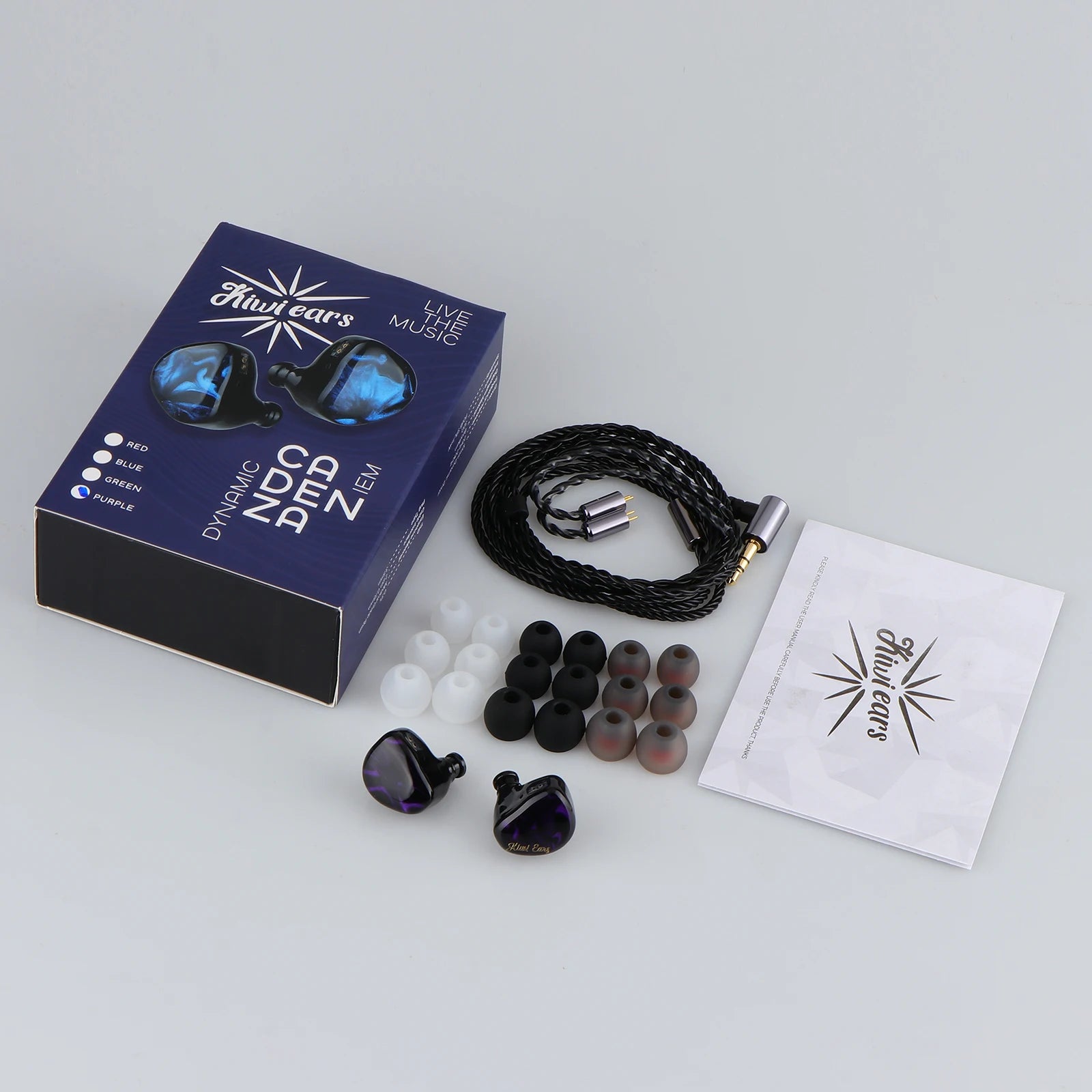 Linsoul Kiwi Ears Cadenza IEM Earphones 10mm Beryllium Dynamic Driver 4-core Braided Copper Cable with Single-ended Termination
