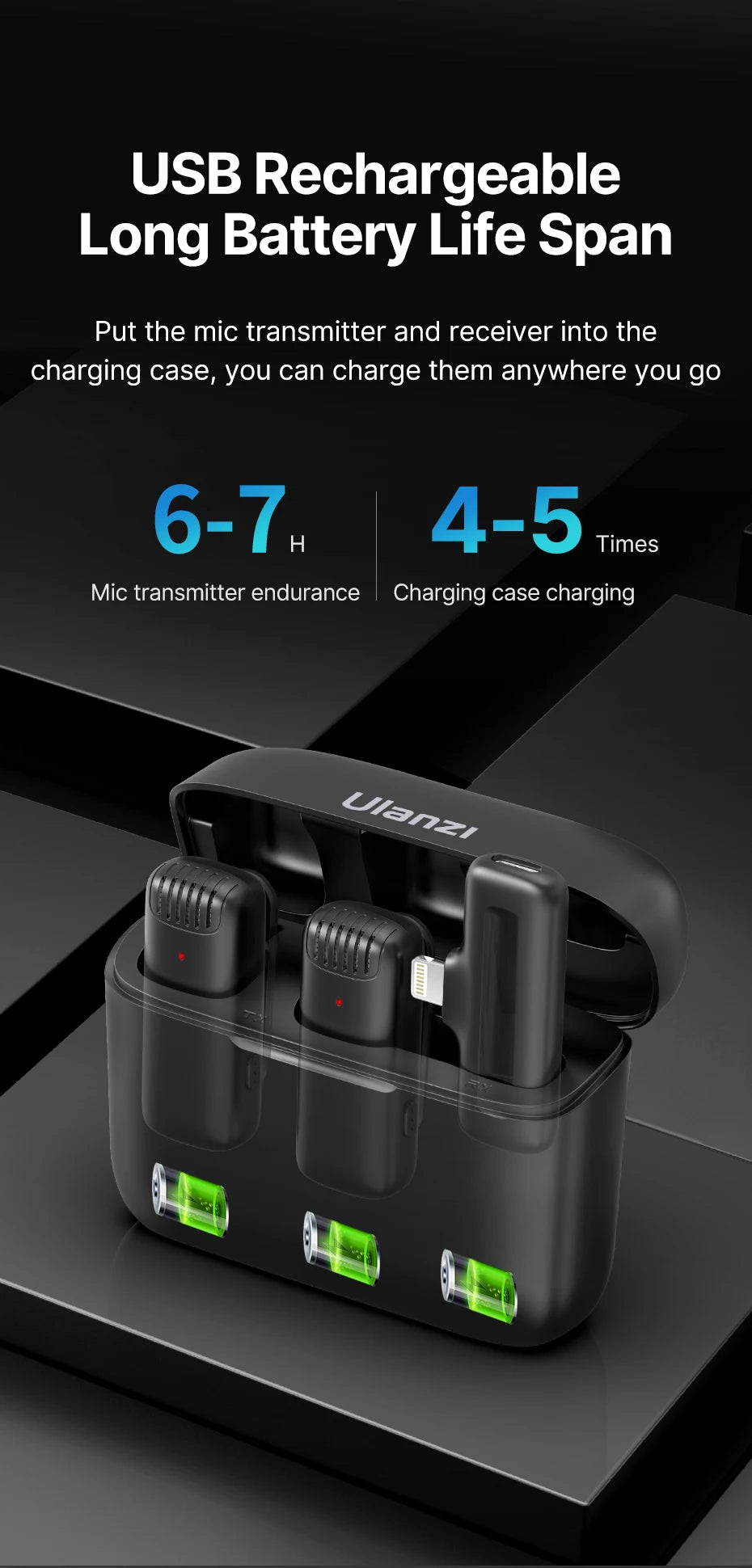 Ulanzi J12 Wireless Lavalier Lapel Microphone Set for iPhone 16/15/14 Android Mini Condenser Mic with Omnidirectional Pickup for Live Broadcast Short Video Recording
