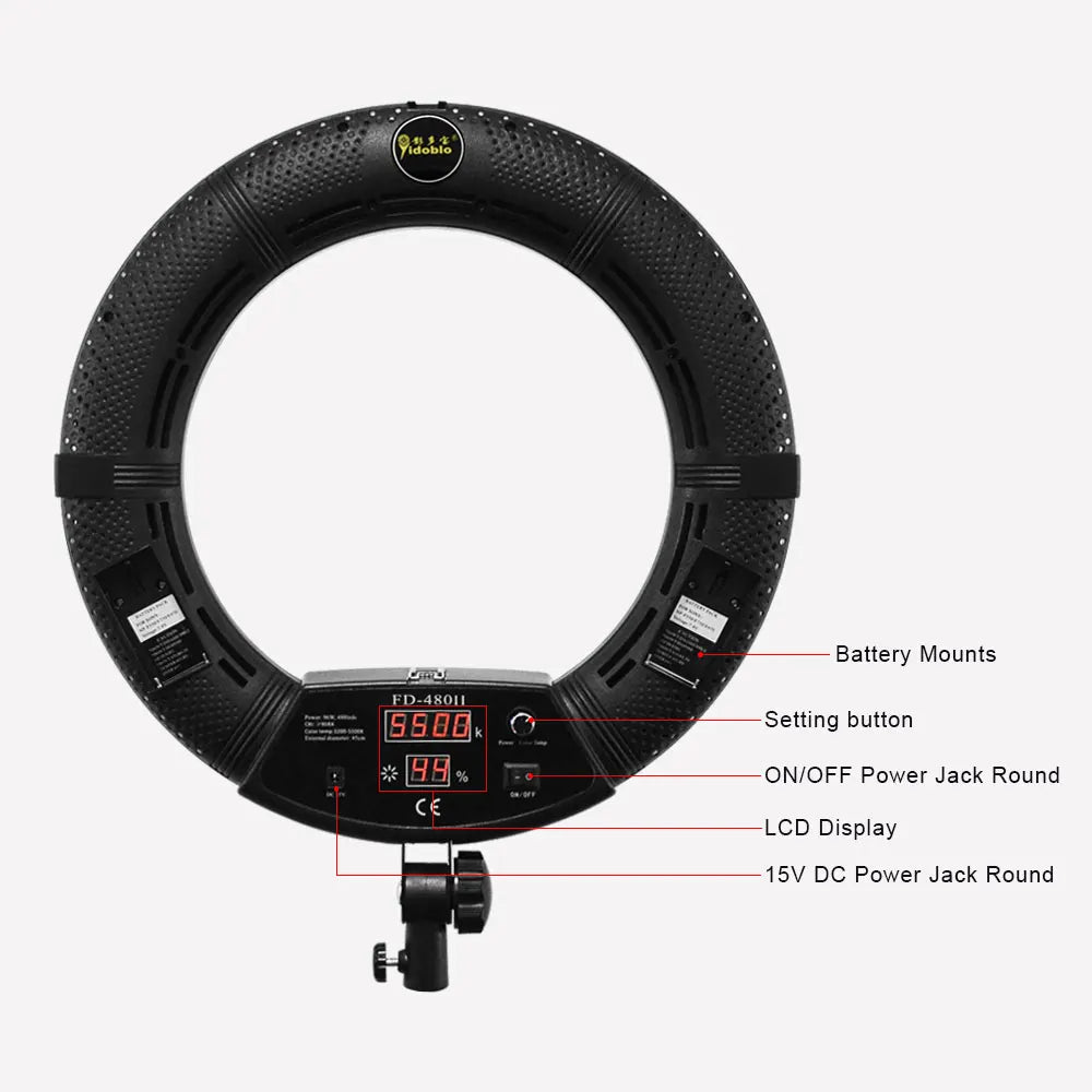 Yidoblo FD-480II 12"/18" Bi-Color LED Ring Light