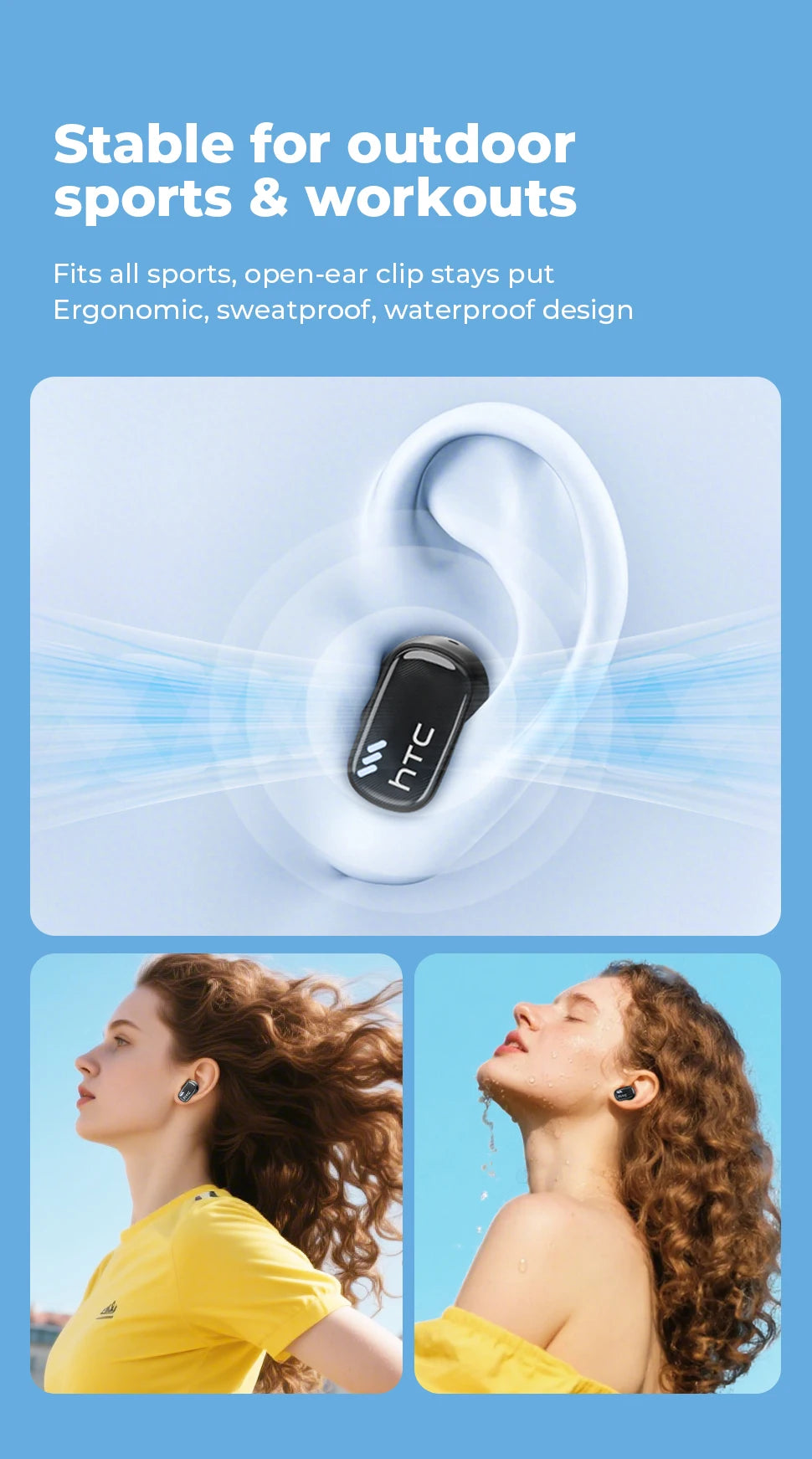 HTC NE16 AI Earphones Bluetooth V6 TWS Sports Wireless Headphones with Mic Noise Reduction HD Call AI Translator Earbuds Mini