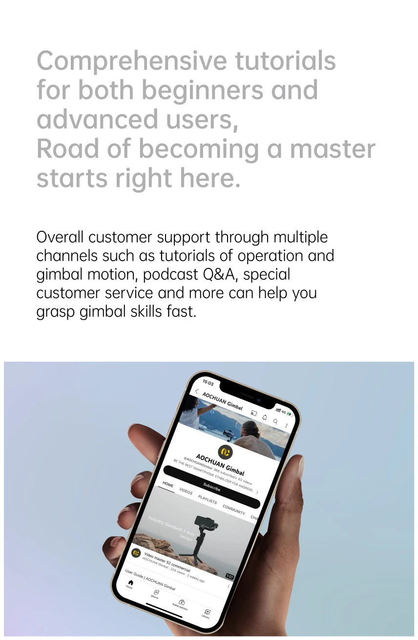 AOCHUAN 3-Axis Handheld Gimbal Stabilizer SmartXE for iPhone Android AI Face Tracking TikTok Vlog Smartphone Camera Stabilizer