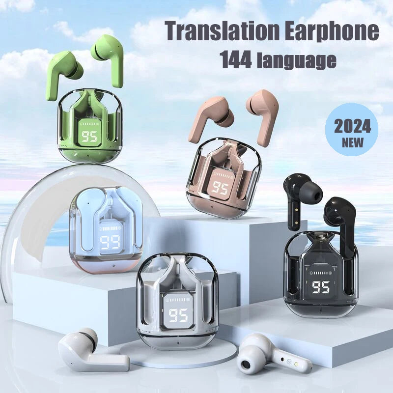 GREATWALL AI Translator Earbuds – Wireless Bluetooth 5.3 Earphones with Noise Reduction, HD Sound & Real-Time Translation for Travel & Fitness