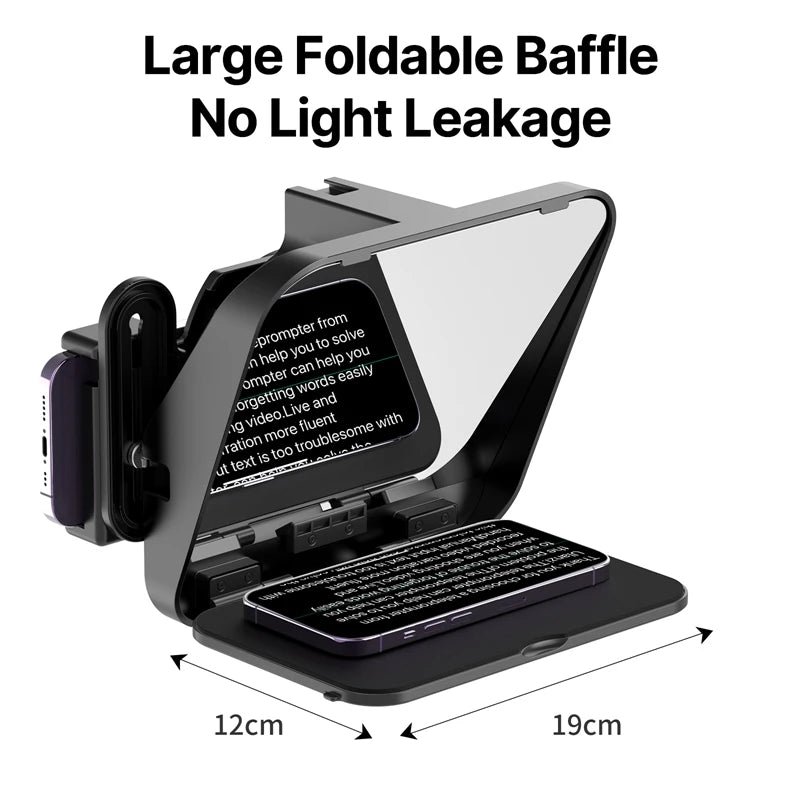 Ulanzi RT02 Portable Mini Teleprompter for Tablets DSLR Camera & Phone - Live Streaming Vlog Recording Teleprompter with Phone Clamp & Remote Control Support