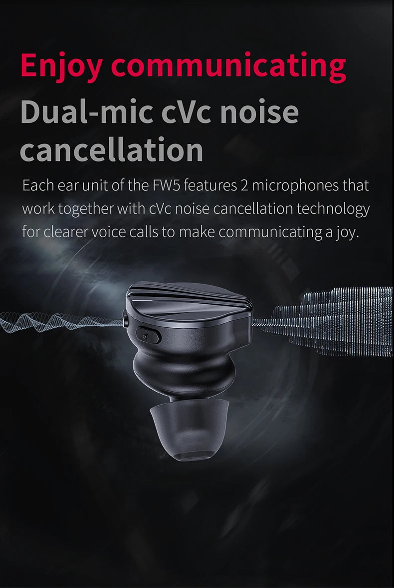 FiiO FW5 TWSWireless Bluetooth LHDC/aptX adaptive Earphones Sport Stereo HiFi Music Earbuds 10mm Dynamic Driver Earphone