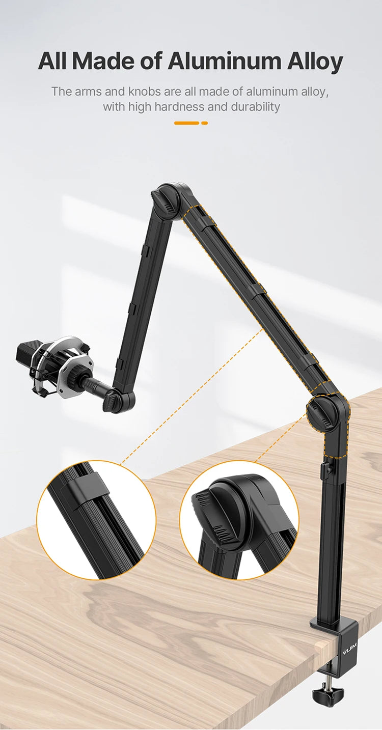 Ulanzi Vijim LS24 Microphone Boom Arm Stand Desktop Adjustable For DSLR Camera Smartphone Fill Light Microphone Holder Mount