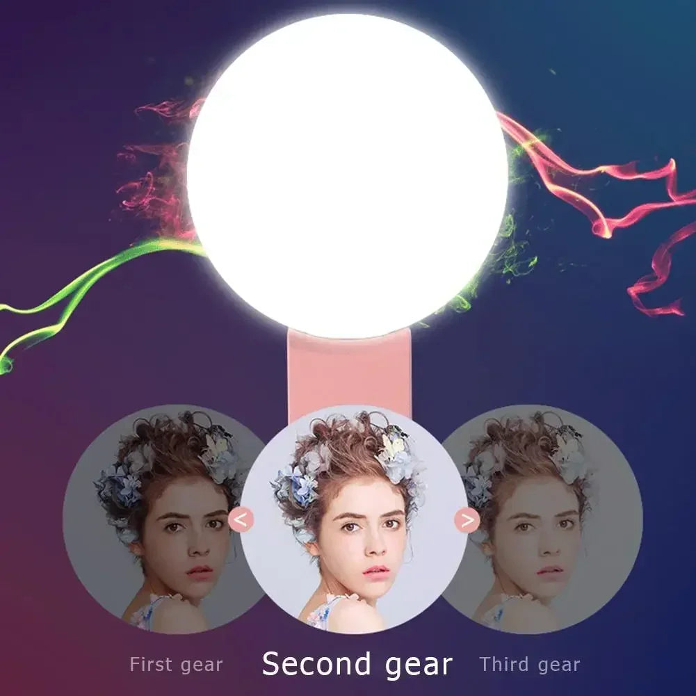 Portable Mini LED Selfie Ring Light for Mobile Phone with Three Stop Dimming Circle Photography Clip Durable Fill Light for All Mobiles