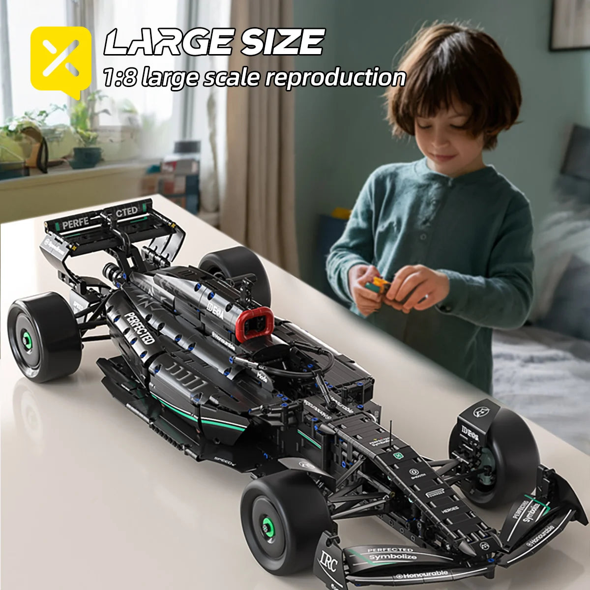 Kbox 1:8 Scale Black Gold F1 Racing Car Building Block Set