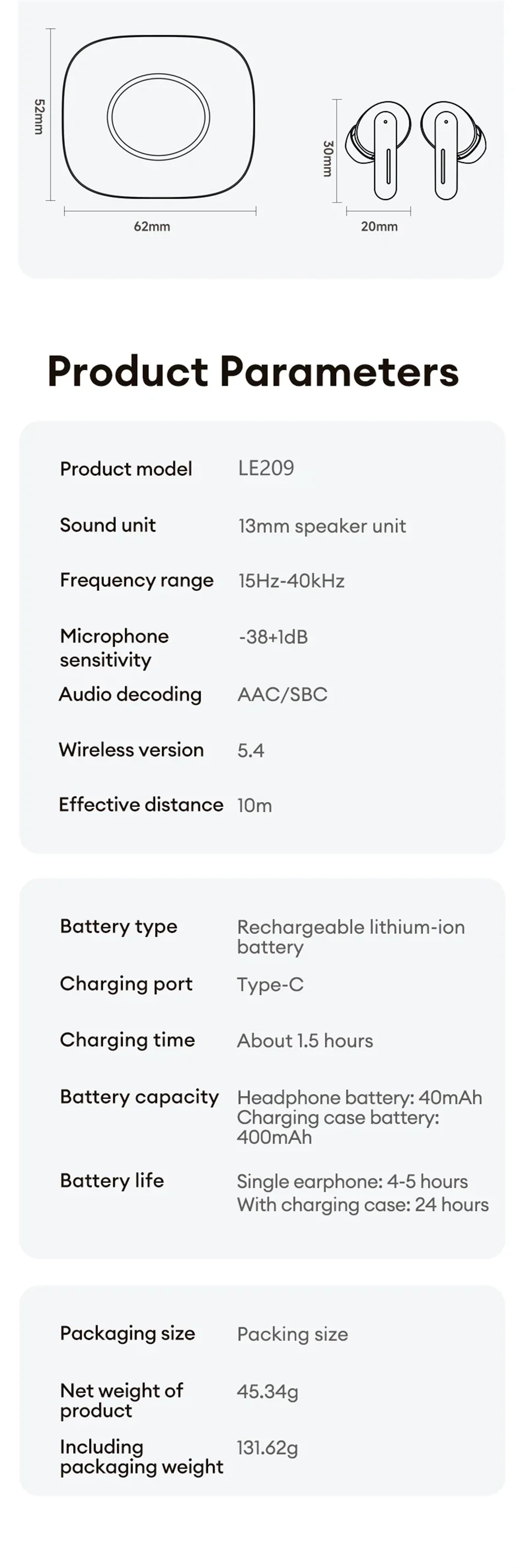 New Lenovo LE209 Wireless Bluetooth Earphone ANC Noise Reduction HiFi Music Bluetooth Headphone 30H Battery Life Gaming Headset