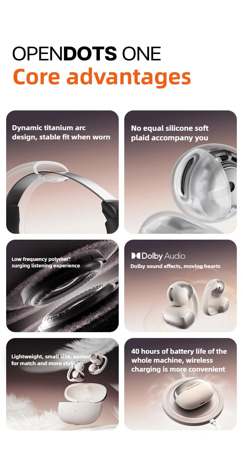 Shokz OpenDots ONE E310 Wireless Earphones Ear Clip AI Noise Reduction Long Battery Life Lightweight Earbuds Custom Headphones