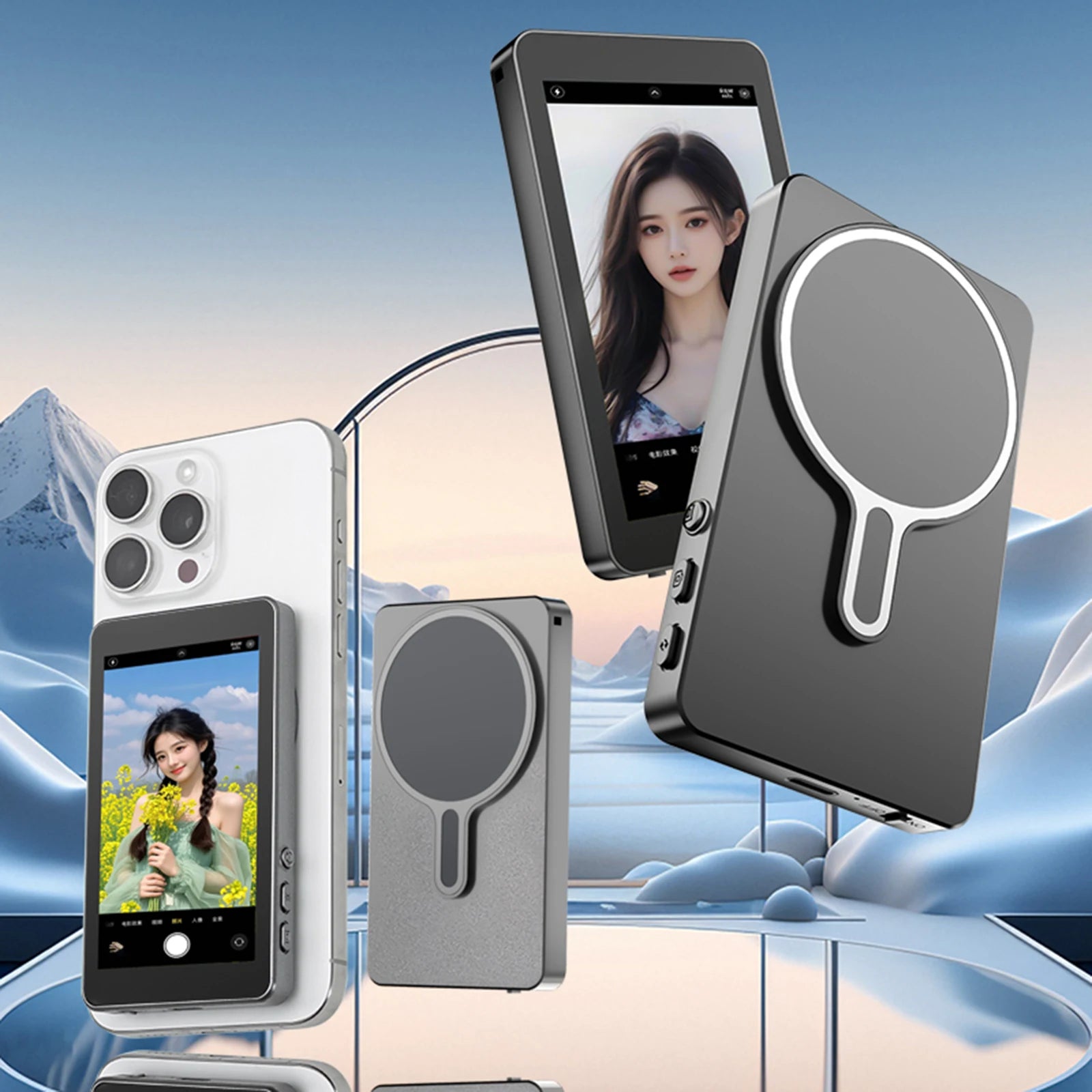 Magnetic Smartphone Monitor Screen – Rear Camera Vlog & Selfie Display for Live Streaming & Video Recording (Android & iPhone)