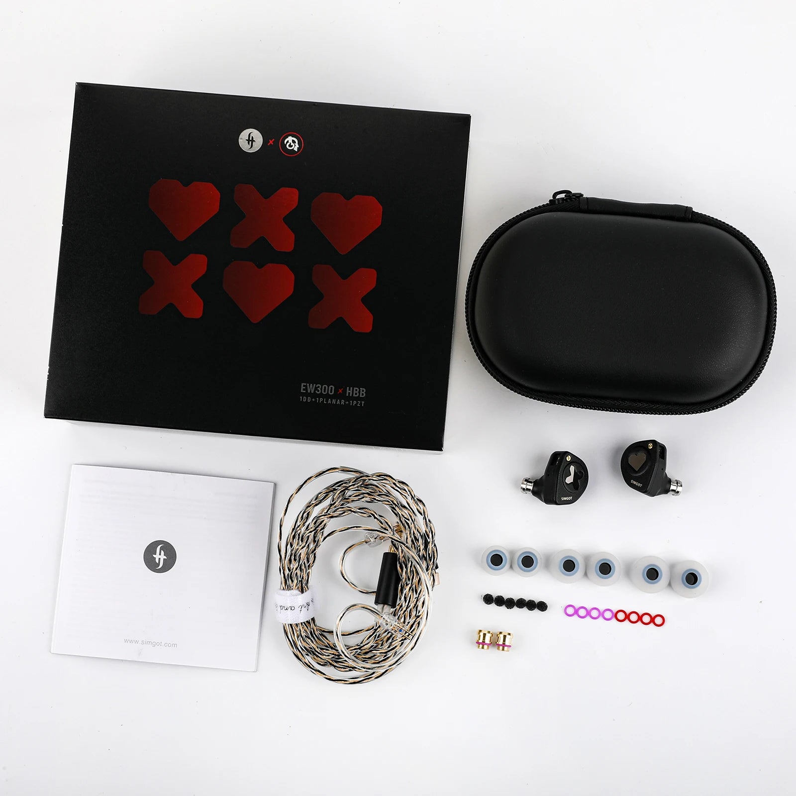 SIMGOT HBB EW300 1DD+1Planar+1PZT Hybrid Driver In Ear Monitor Wired Earbuds with Detachable Nozzles Silver-Plated OFC IEM Cable