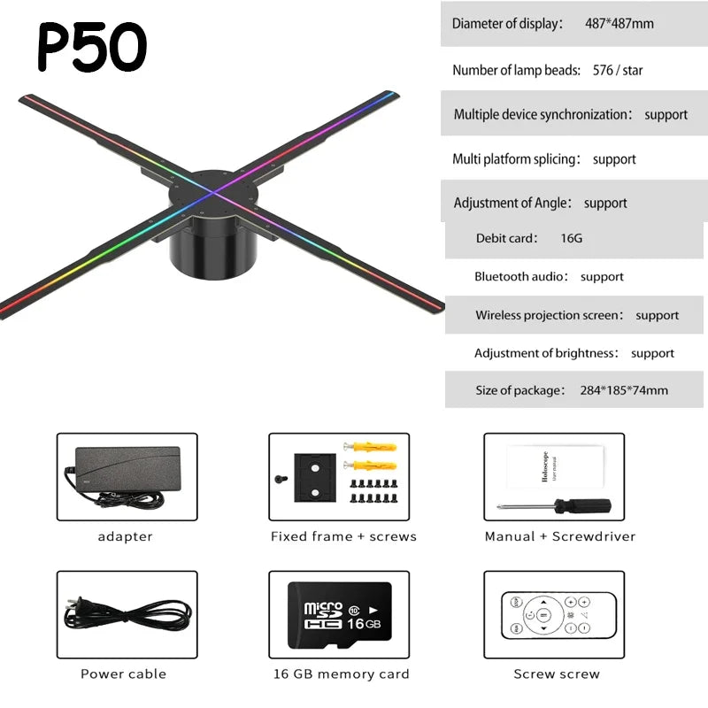 40-85cm 3D Fan Hologram Projector Wifi Control Remote Commercial Advertising Display Hologram Projector Transmit Picture Video