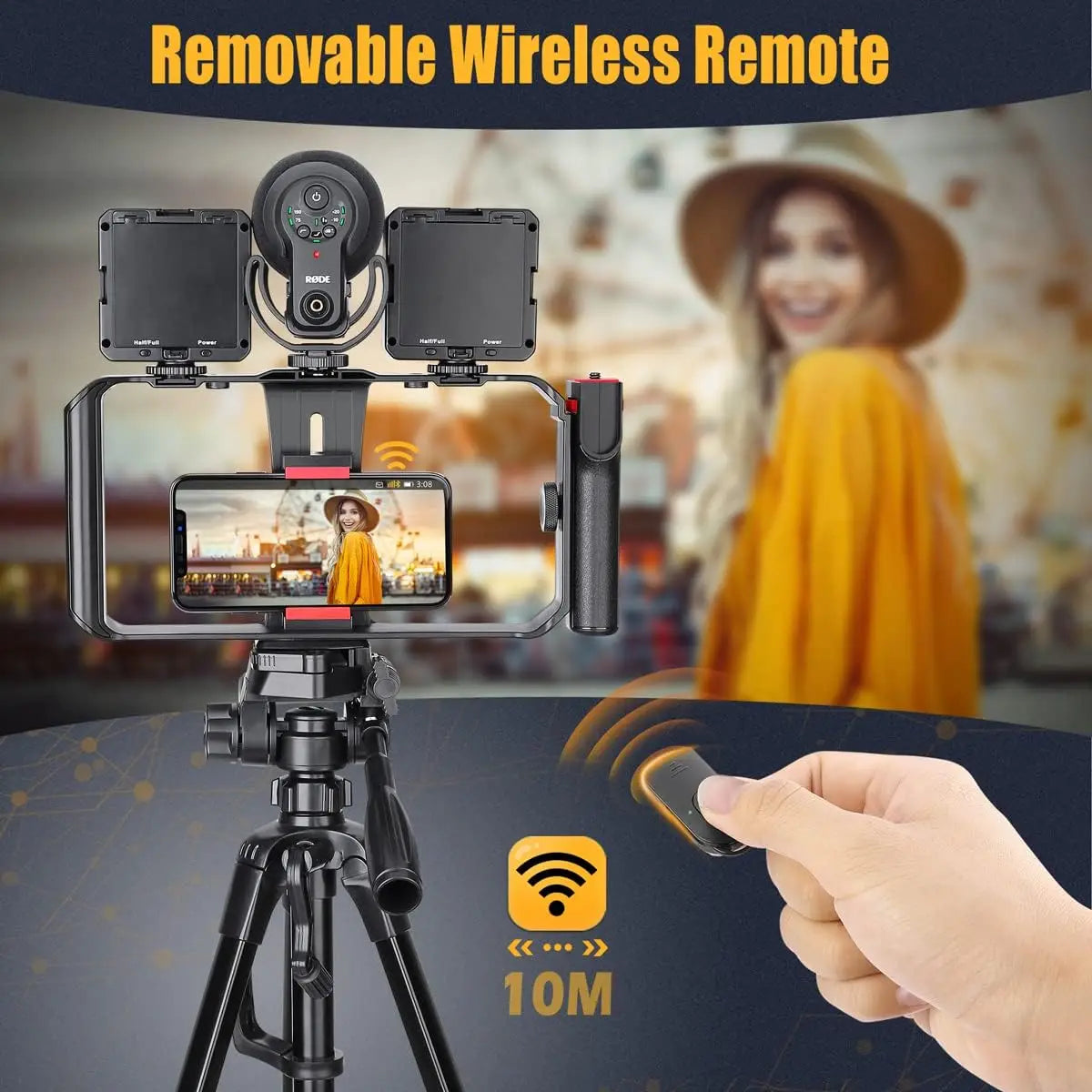 Smartphone Stabilizer Grip with Wireless Remote Shutter 3-Axis Handheld Video Rig for iPhone & Android - Bluetooth Controlled