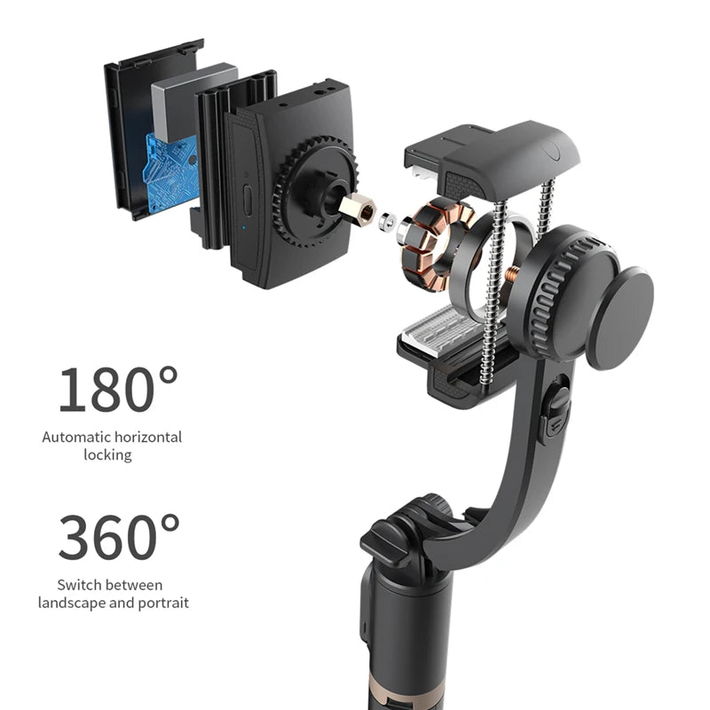 FANGTUOSI Mobile Video Stabilizer Bluetooth Selfie Stick Tripod Gimbal for Smartphone Live Streaming Vertical Shooting Bracket