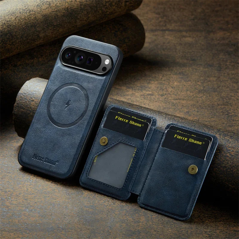 Magsafe Magnetic Leather Phone Case for Google Pixel 9 10 Pro XL 8 8A 8Pro 7 7Pro 7A Wallet Cards Slot Holder Pocket Cover