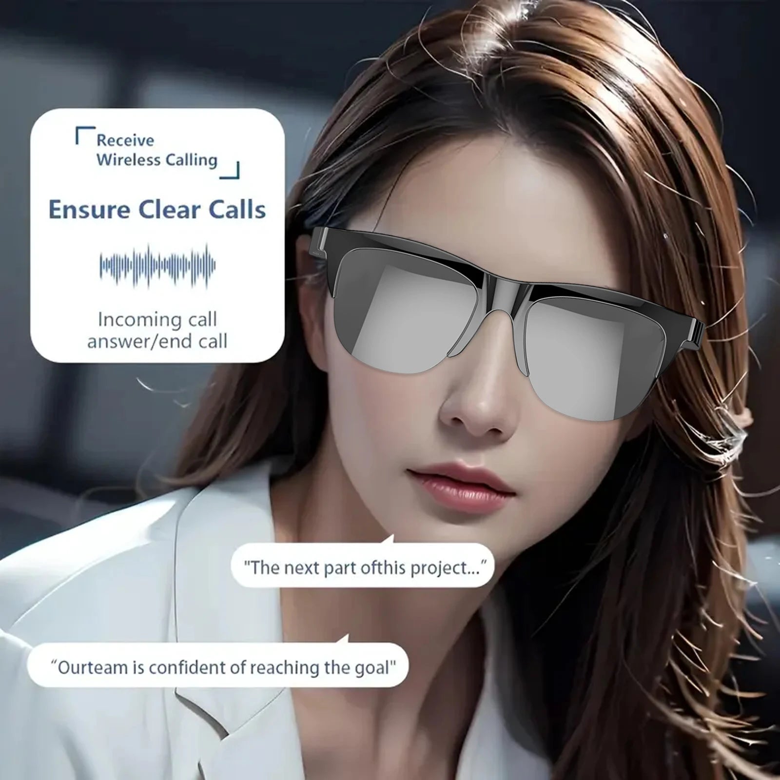 2025 Smart Glasses – Wireless Calls, Music Playback, Voice Assistant & Blue Light Blocking (Unisex)