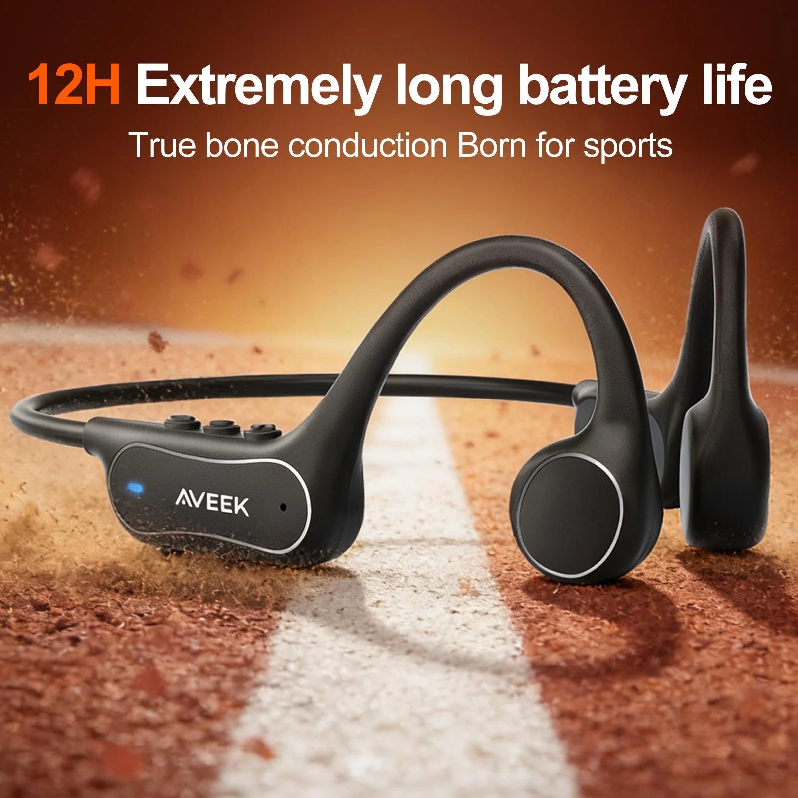 Aveek Bone Conduction Wireless Earbuds Waterproof Sports Earbuds 10-Hour Long Battery Life Designed for Outdoor Sports