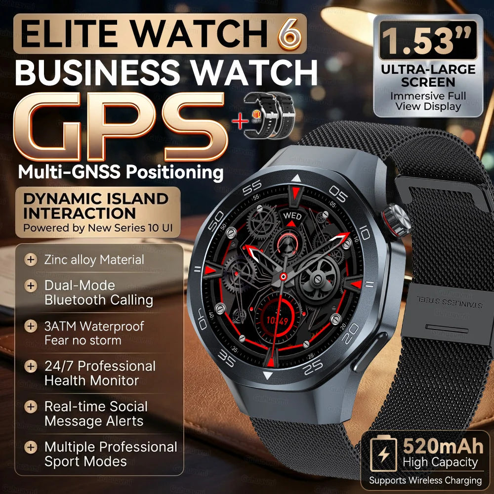 2026 New Luxury GPS Smart Watch Men Compass Altimeter 3ATM Waterproof Health Monitor Bluetooth Call Business Sports Smartwatch