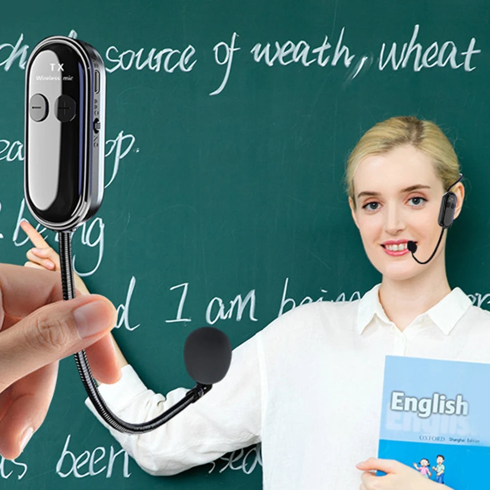 2.4G Wireless Handheld Headset Mic System Long Range Voice Amplifier for Stage Speakers 2-in-1 Microphone for Teaching And Speakers