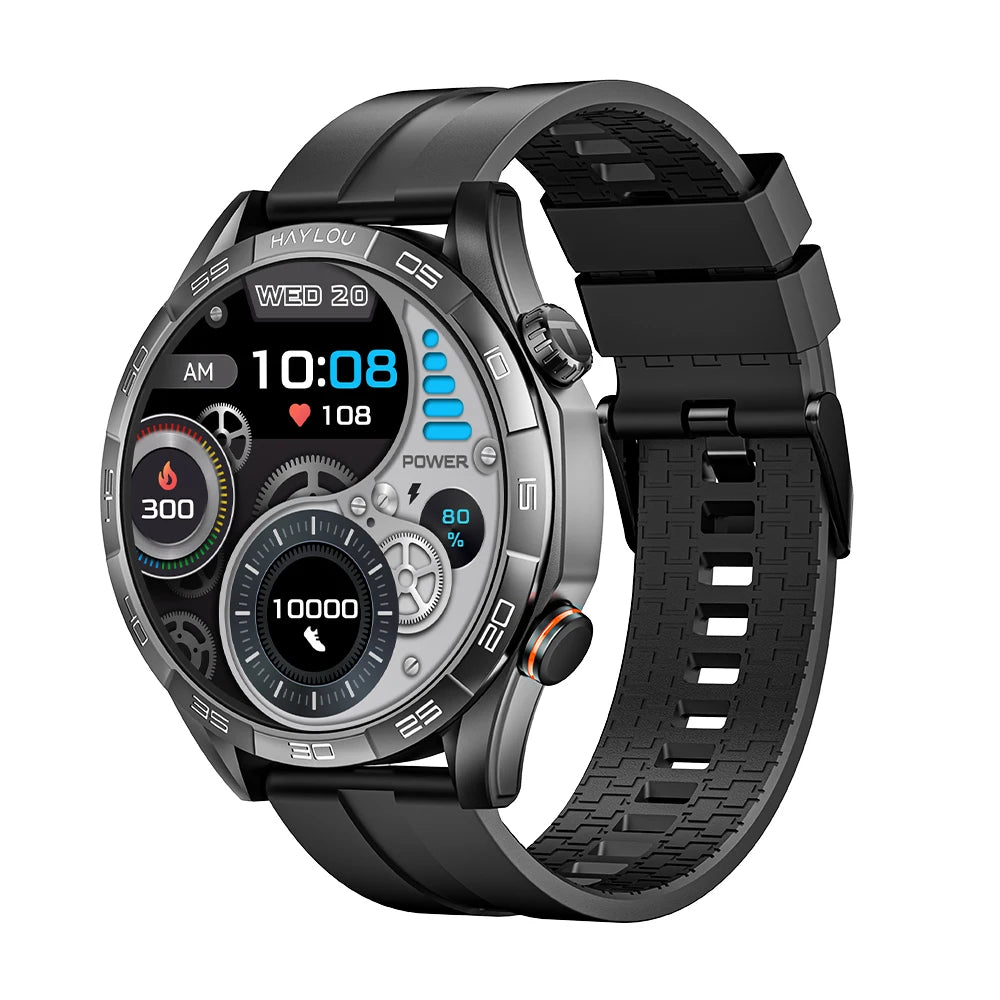 HAYLOU Solar 5 Smartwatch with 1.58'' AMOLED Display 60Hz Refresh Rate 24H Health Monitoring Voice Calling Sports Modes for Men Black/Silver