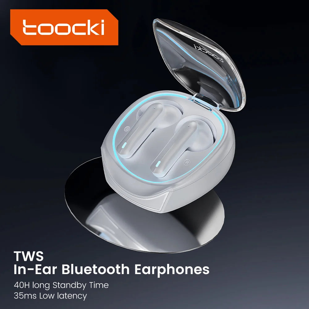 Toocki TWS Wireless Headphones Bluetooth 5.3 LED Dislpaly 35ms Gaming Low Latency Earphones Waterproof Headset Transparency Mode