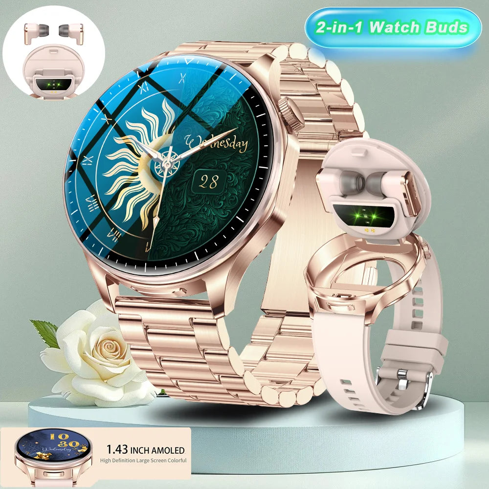 2026 new 2-In-1 TWS Headset Smart Watch 1.43" Women Men Sport Fitness motion Tracker Watches Earphone Music Smartwatch