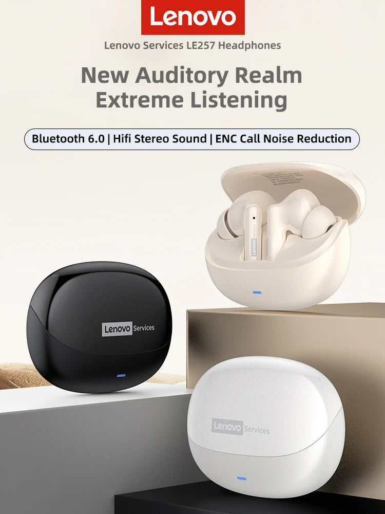 Lenovo Headphones TWS Wireless Bluetooth 6.0 HiFi Sound ENC Call Noise Reduction Earphones Gaming Sports Headset With Mic New