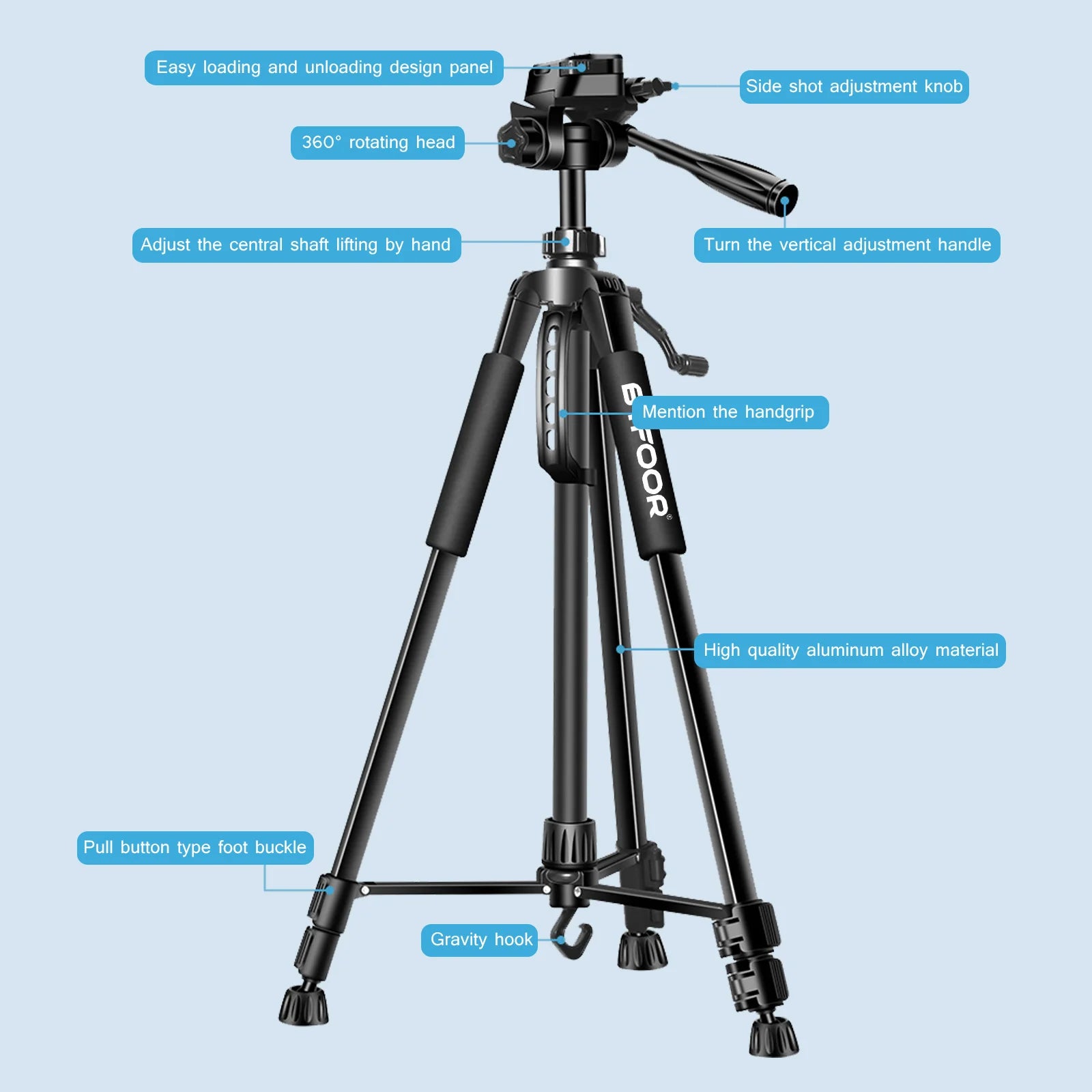 BTFOOR 3520 Professional Aluminum Tripod