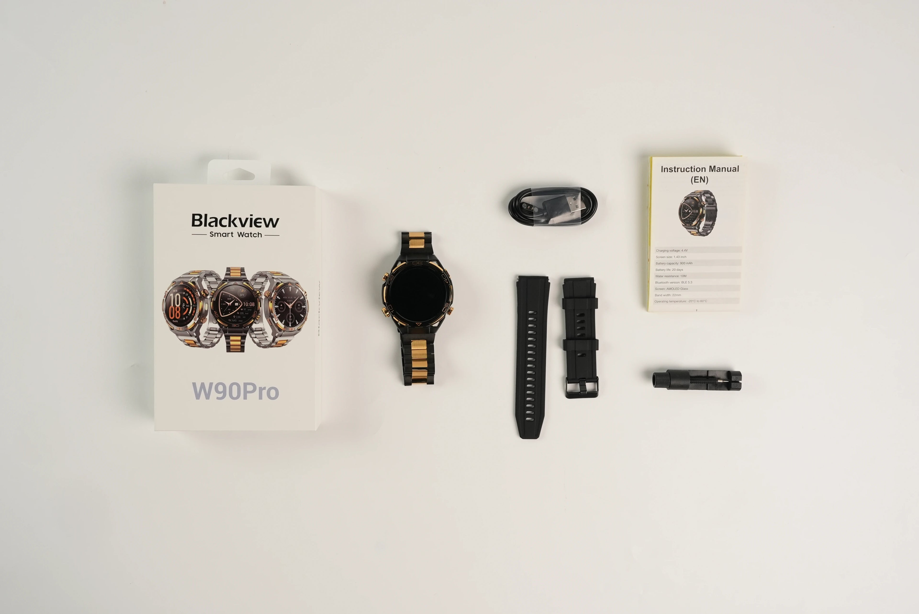 New Blackview W90 Pro GPS Smart Watch 1.43" HD AMOLED Display, 900mAh/ 20Days Standby Bluetooth Waterproof Sport Watch for Men