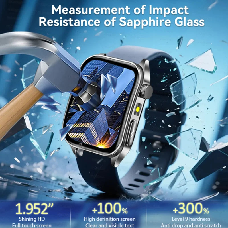 New Laser Treatment Three High Smart Watch Men ECG Heart Rate Uric Acid Health Tracker 1.95 inches Sapphire Glass SmartBracelet