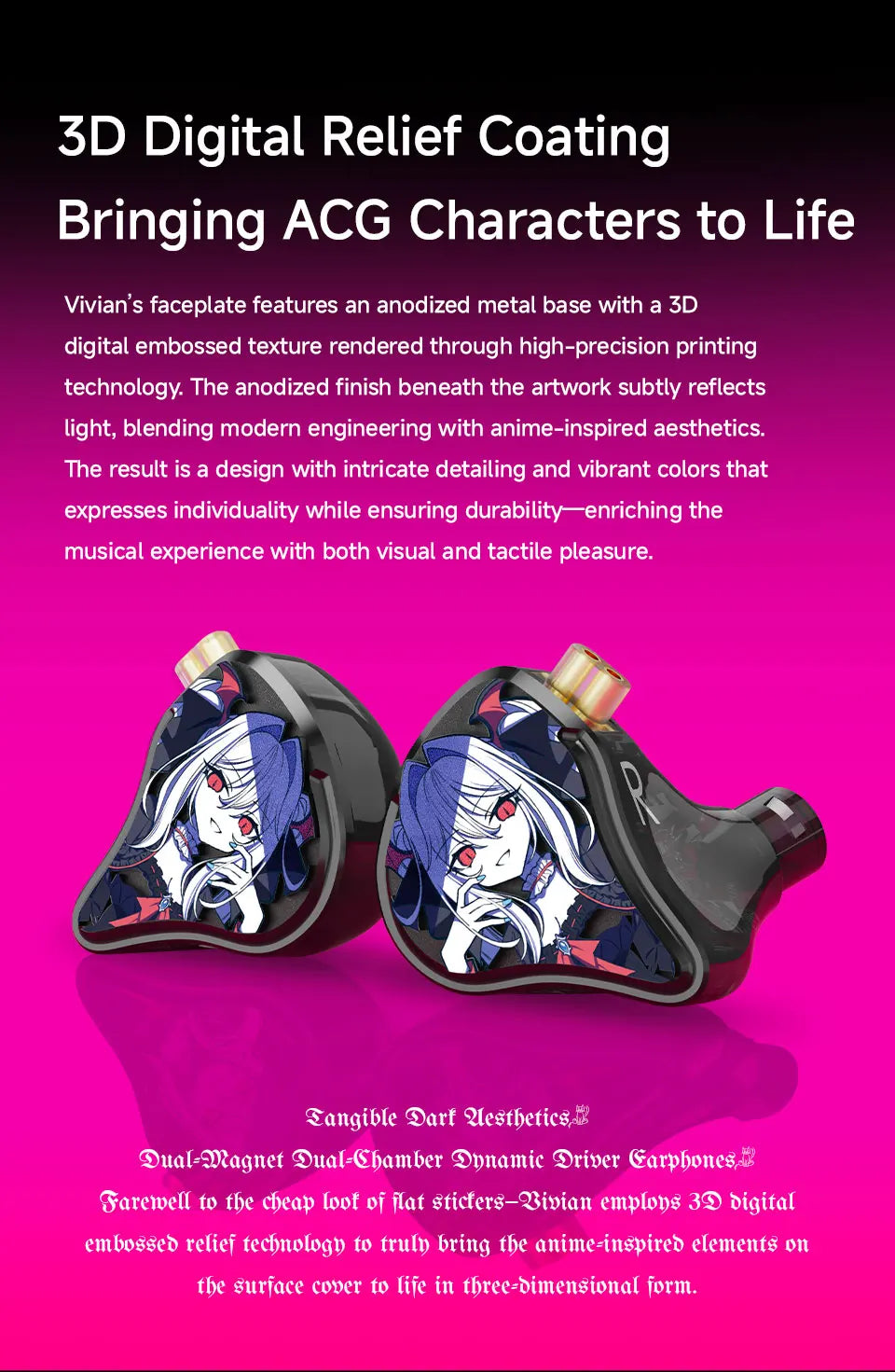 CVJ Vivian In Ear Earphones10mm Dual Magnetic Sound 3 Tuning Modes Music Movies Gaming Ergonomic Design Ideal for HiFi Upgrade