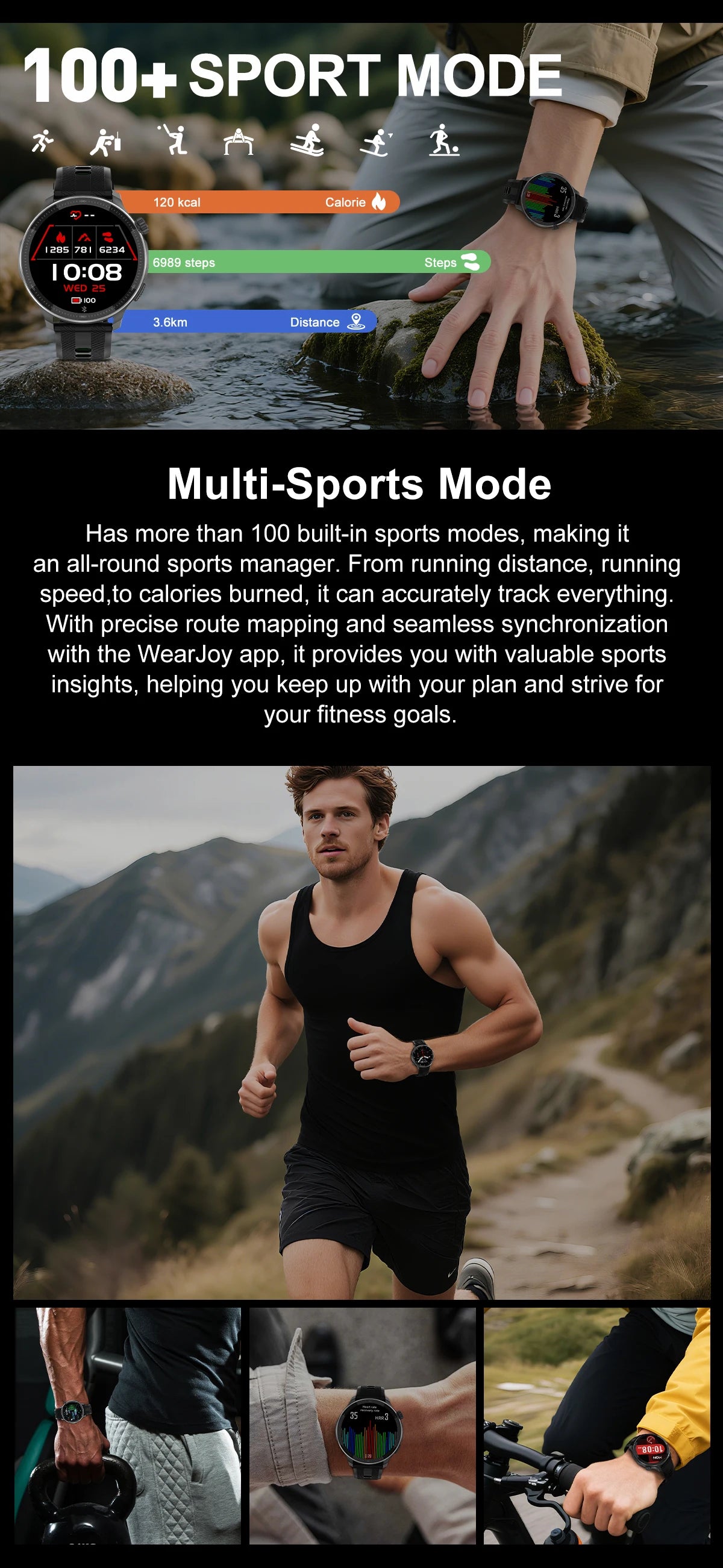 NEW GPS Offline Maps Smart Watch 1.43" AMOLED Military Sports Smartwatch 4GB Memory Video Player 30m Swim Waterproof Bracelet