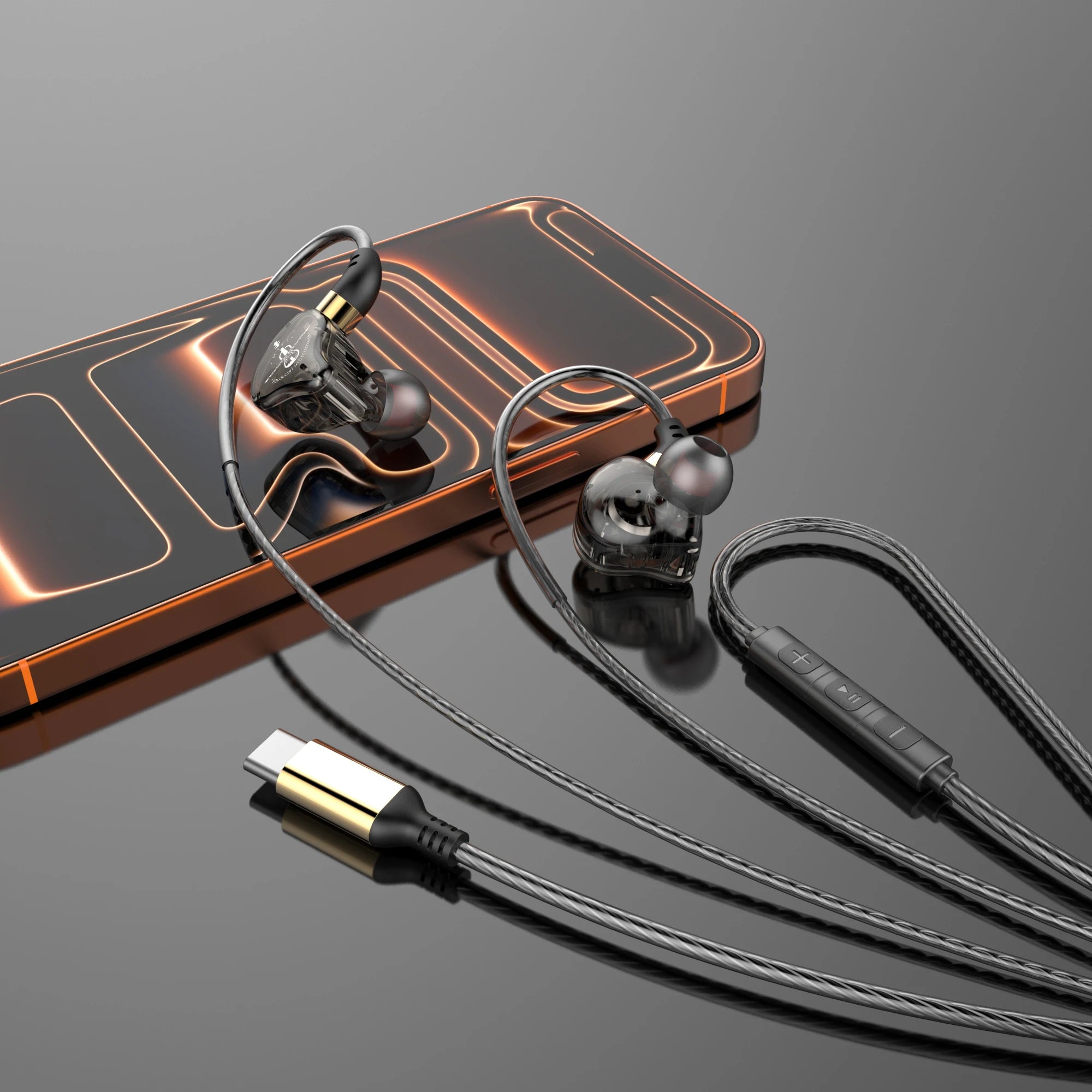 HiFi Wired Earphone Type C with MIC Sport Running Headphones USB C Bass Stereo Headset 3.5mm Music Earbuds for Samsung