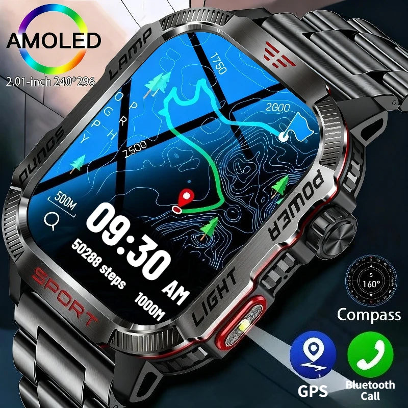 2026 Military Smart Watch with GPS Compass Waterproof Bluetooth Call Functionality And GPS Sport Tracker for Outdoor Activities