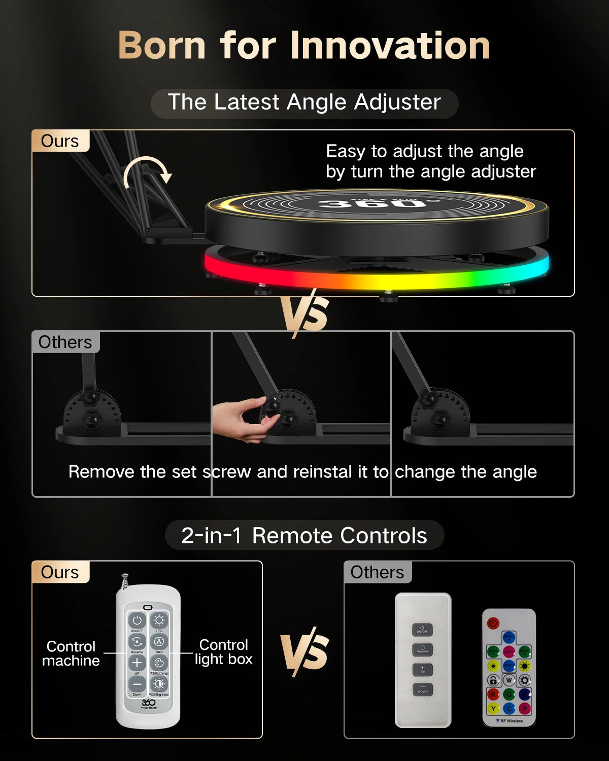 360 Photo Booth Rotating Platform with RGB Ring Light – Selfie Spinner Photobooth for Parties, Weddings & Events, Flight Case Included