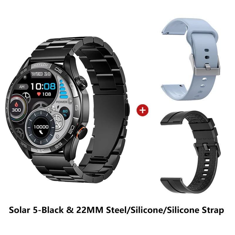 HAYLOU Solar 5 Smartwatch with 1.58'' AMOLED Display 60Hz Refresh Rate 24H Health Monitoring Voice Calling Sports Modes for Men Black/Silver