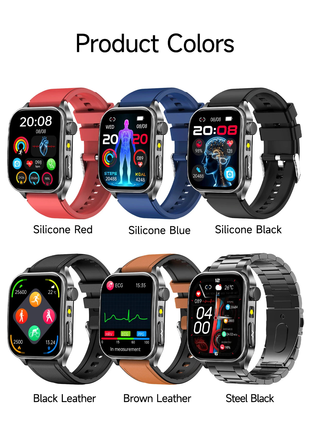 New Laser Treatment Three High Smart Watch Men ECG Heart Rate Uric Acid Health Tracker 1.95 inches Sapphire Glass SmartBracelet