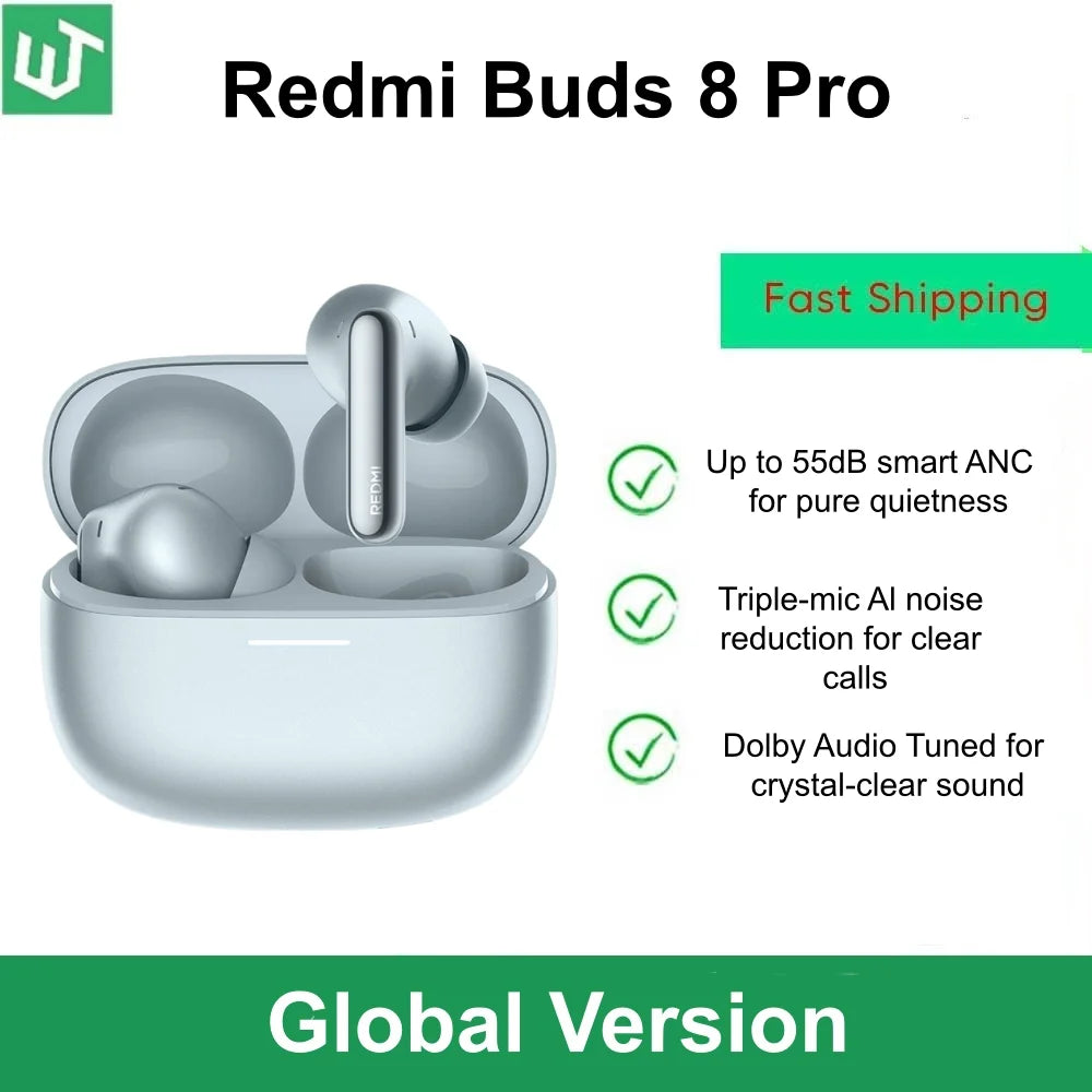 New Xiaomi Redmi Buds 8 Pro Global Version TWS Earphone 55dB Active Noise Cancellation 3 MIC AI Clear Call Dolby Audio Earbuds