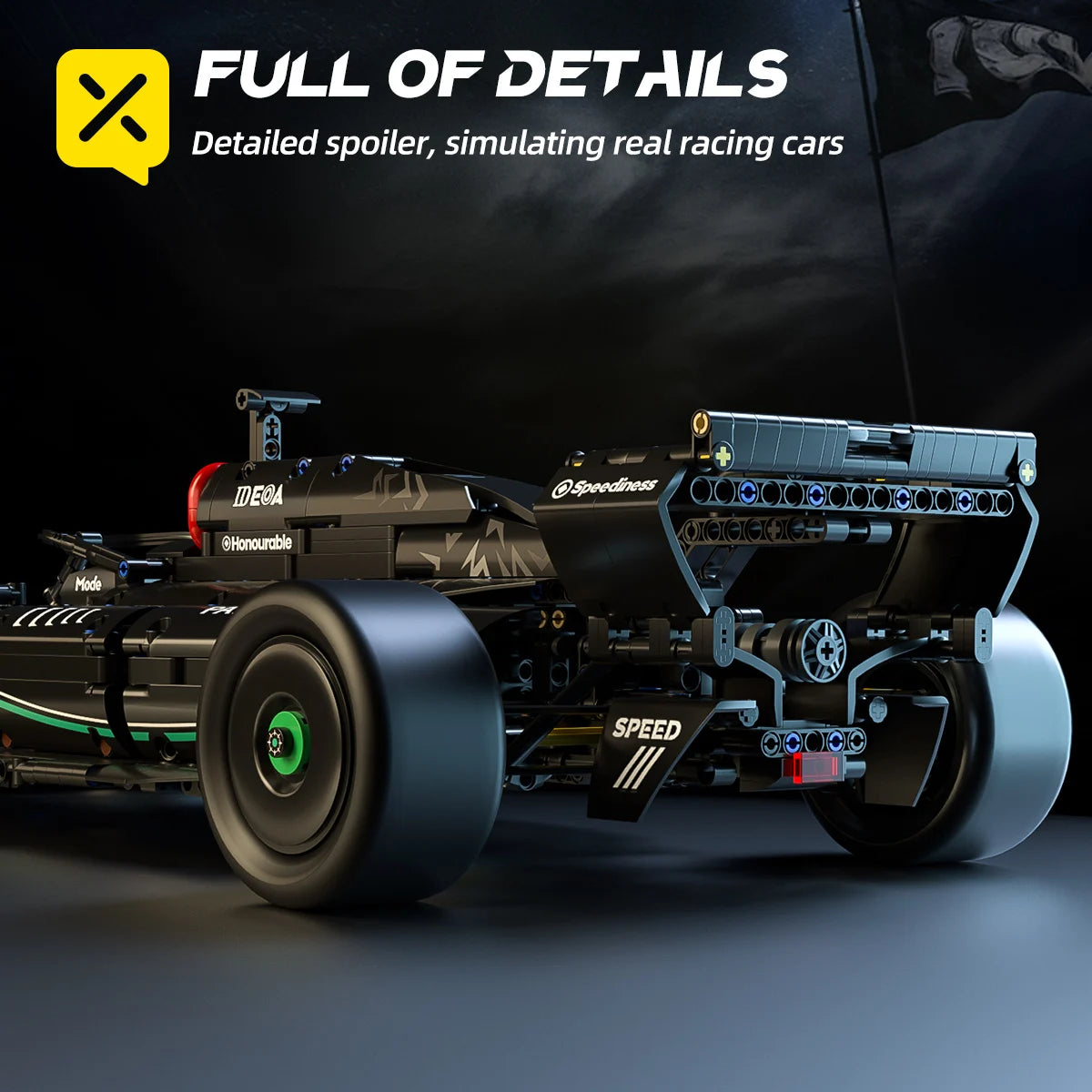 Kbox 1:8 Scale Black Gold F1 Racing Car Building Block Set
