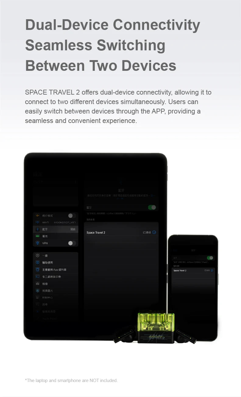 Moondrop Space Travel 2 HiFi Noise-Canceling TWS  Bluetooth 6.0 Compatibility Earphones with Great Call Quality