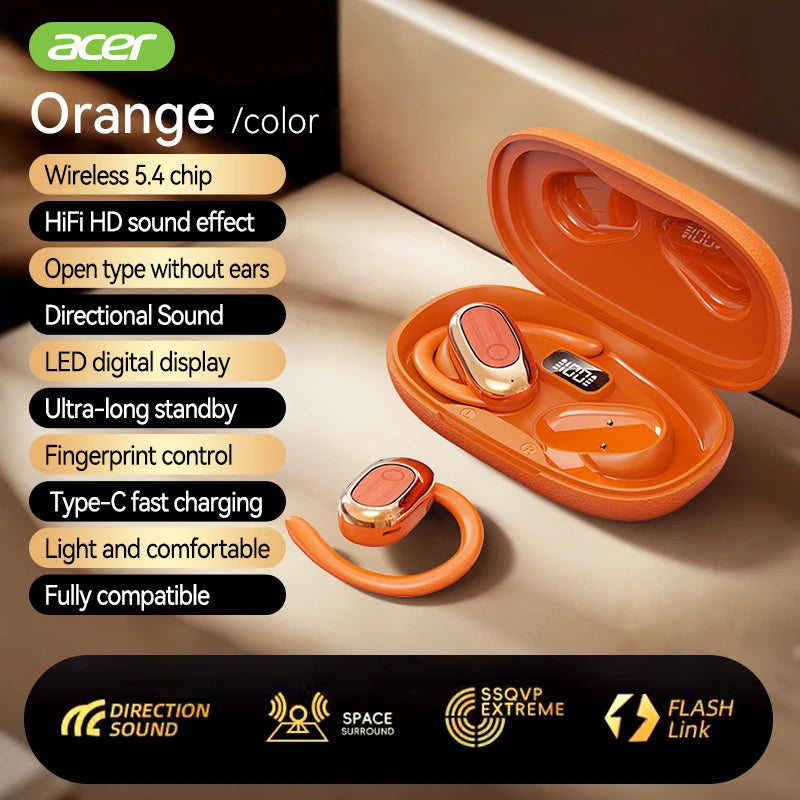 [Official Acer Product] Ohr553 Wireless Bluetooth Earphones with Earhook Design, Ows Design, Hd Calls, Comfortable Wear, Suitable for Sports and Running, Compatible with Mobile Phones, Tablets, and Laptops