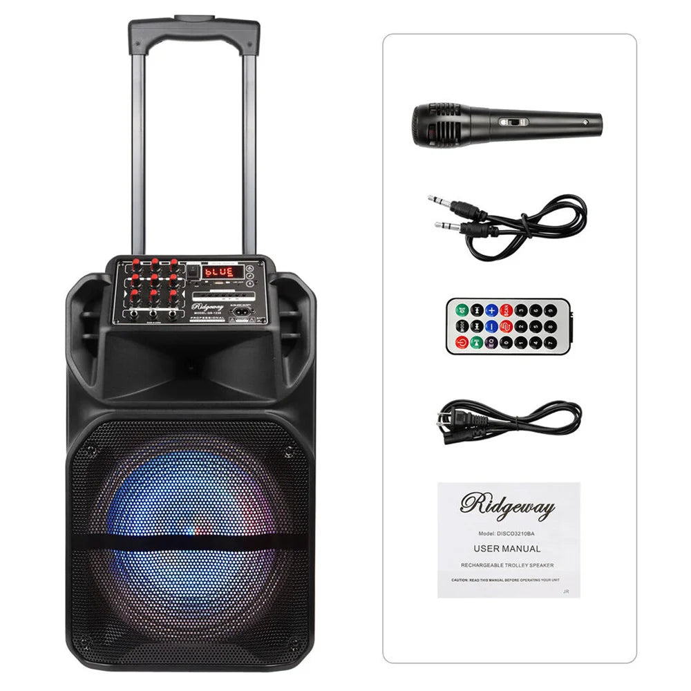 9000W Portable Bluetooth Speaker with 15' Subwoofer Heavy Bass Party System - AUX LED Light & Mic High Quality Karaoke Speaker
