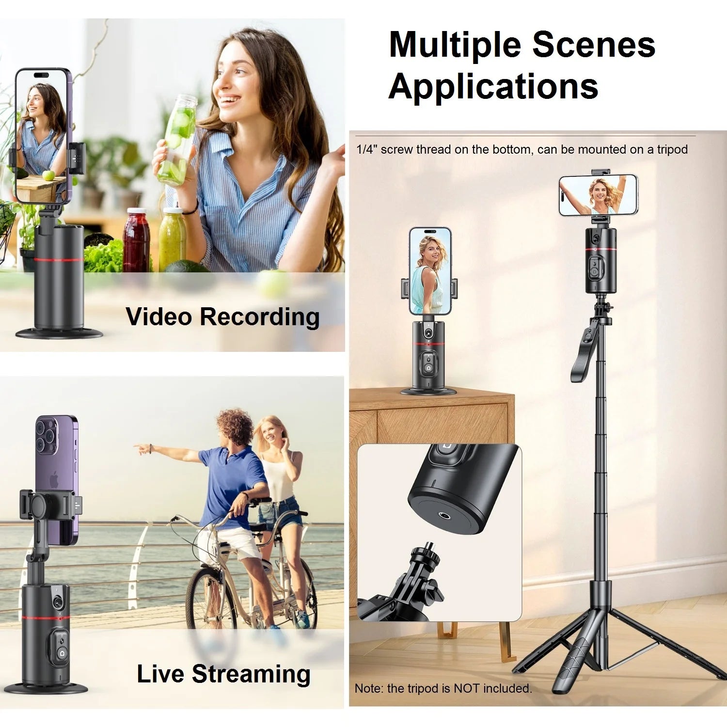 AI Auto Face Tracking Tripod for Smartphones with 360° Rotation