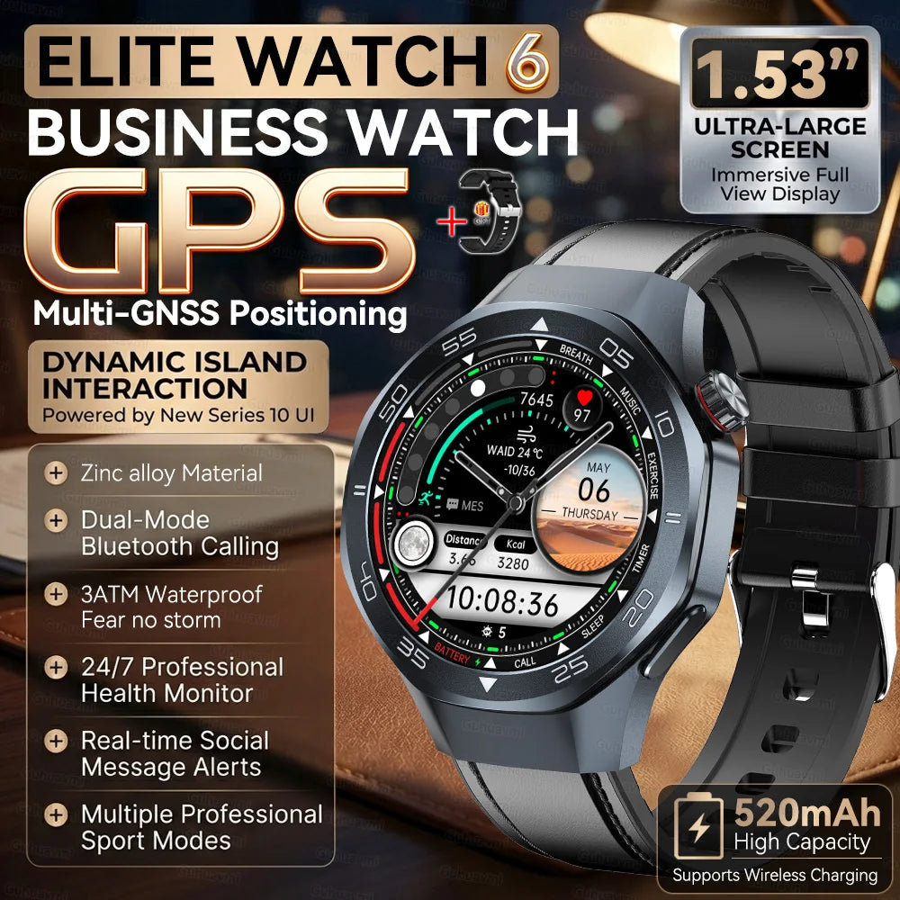2026 New Luxury GPS Smart Watch Men Compass Altimeter 3ATM Waterproof Health Monitor Bluetooth Call Business Sports Smartwatch