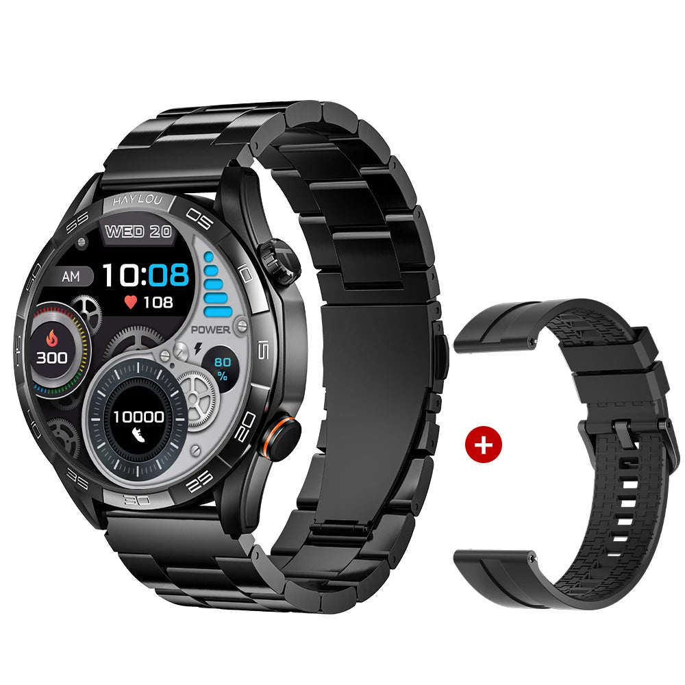 HAYLOU Solar 5 Smartwatch with 1.58'' AMOLED Display 60Hz Refresh Rate 24H Health Monitoring Voice Calling Sports Modes for Men Black/Silver