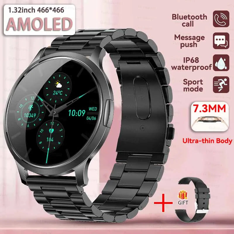 2025 New 1.32inch AMOLED Smart Watch Women GPS Trajectory Heart Rate Bluetooth Call Always Display Lady Smartwatches Men For IOS
