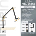 Ulanzi Vijim LS24 Microphone Boom Arm Stand Desktop Adjustable For DSLR Camera Smartphone Fill Light Microphone Holder Mount