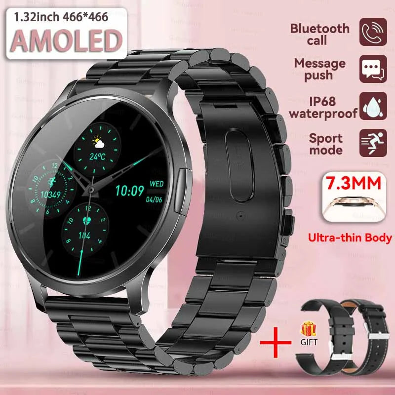 2025 New 1.32inch AMOLED Smart Watch Women GPS Trajectory Heart Rate Bluetooth Call Always Display Lady Smartwatches Men For IOS